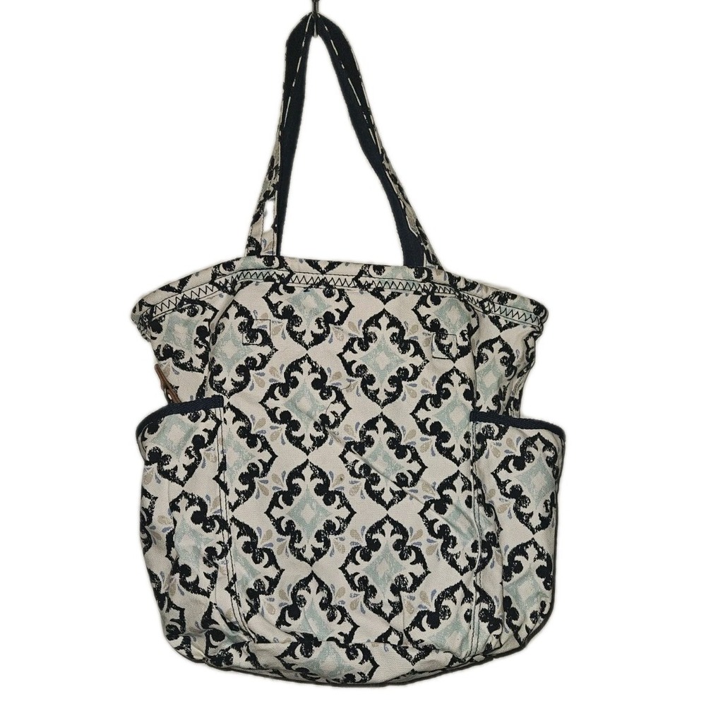 Thirty-One Fab Flourish Retro Metro Dream Big Canvas Tote Shoulder Bag Purse